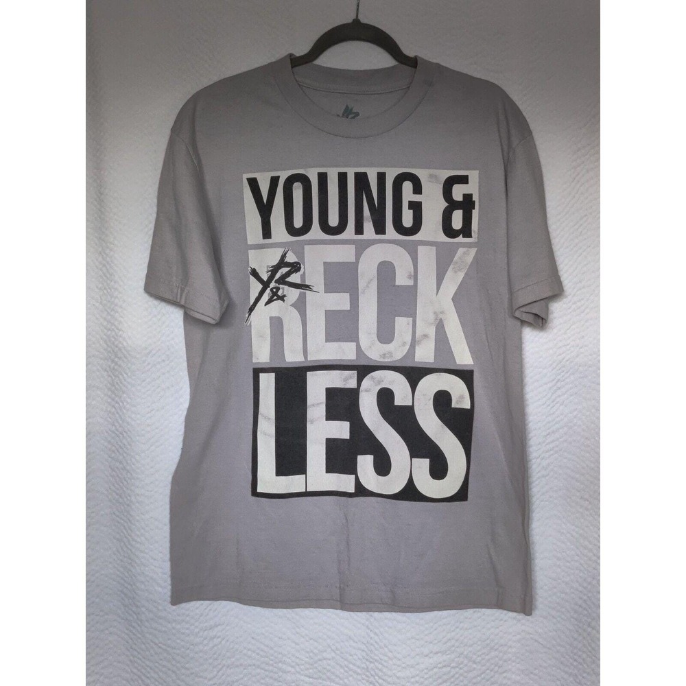 Young & Reckless Mens Graphic T-Shirt Gray Short Sleeve Crew Neck Streetwear L